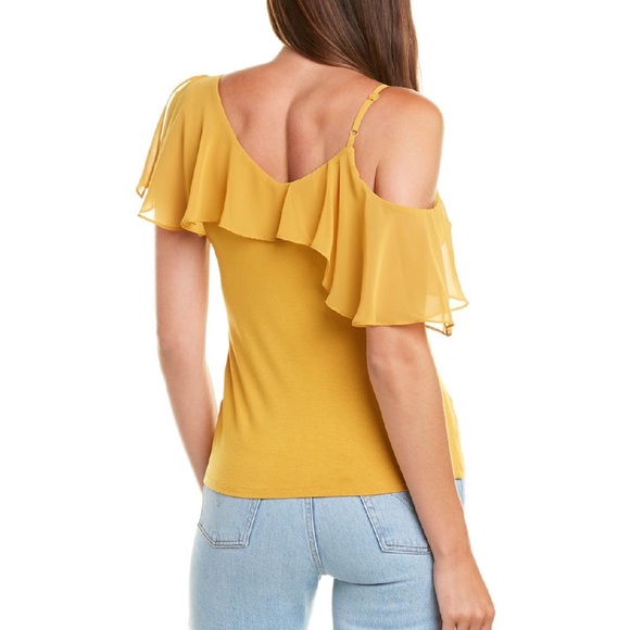 Vince Camuto Ruffled One Shoulder Yellow Blouse XL - Picture 3 of 4
